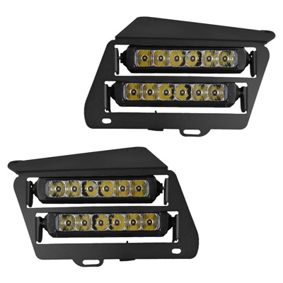 The Vessel Powersports Dual Wide LED headlights for the Honda Recon 250 come with 2 LED light bars and a textured black housing.