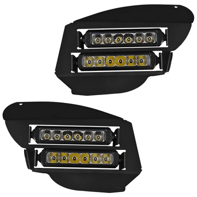 The Vessel Powersports Dual Wide LED headlights for the 2007-13 Honda Rancher 420 come with 2 LED light bars and a textured black housing.