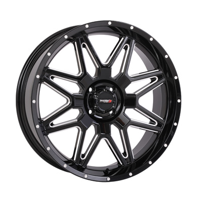 System 3 20x7 4/110 4+3 (+10mm) ST7 - Gloss Black-Machined