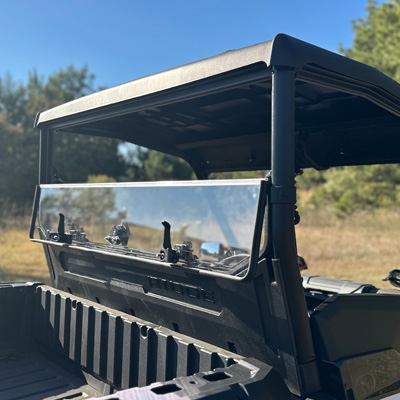 Seizmik UV Resistant Polycarbonate Rear Folding Windshield for Kawasaki Ridge Ranch Edition