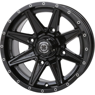 14x7 4/110 5+2 Frontline 308 Gloss Black Wheel (+10mm)