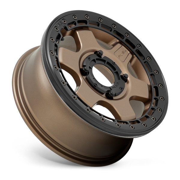 Fuel Block Beadlock Wheel Matte Bronze with Black Ring 4/137 15x6