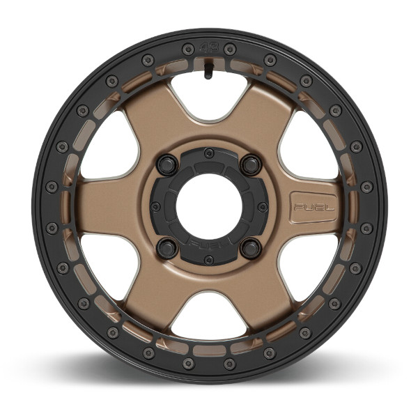 Fuel Block Beadlock Wheel Matte Bronze with Black Ring 4/137 15x6