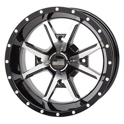 12x7 4/110 5+2 Frontline 556 Black & Machined Wheel