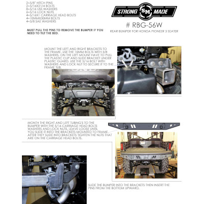 Pioneer 1000 2 Seater Rear Bumper